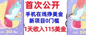 在线挣美金新项目,0门槛,1天收入115美刀,无脑操作,真正被动收入-一点通资源网
