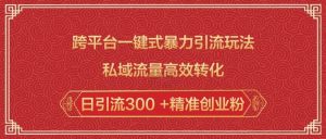跨平台一键式暴力引流玩法,私域流量高效转化日引流300 +精准创业粉-一点通资源网