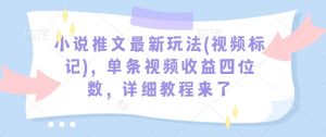 小说推文最新玩法(视频标记),单条视频收益四位数,详细教程来了-一点通资源网