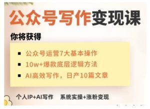 AI公众号写作变现课，手把手实操演示，从0到1做一个小而美的会赚钱的IP号-一点通资源网