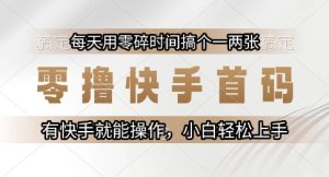 零撸快手首码,每天用零碎时间搞个一两张,有快手就能操作小白轻松上手【揭秘】-一点通资源网